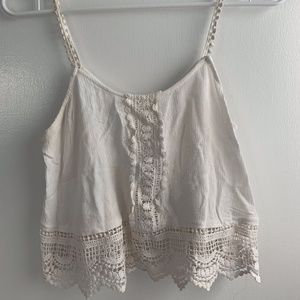 Crochet White Cropped Tank Top